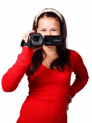 woman with video camera